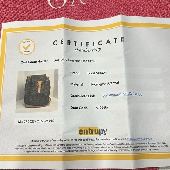 Louis Vuitton Montsouris Monogram Bag pack Serial Code MI0995 - Picture 12 of 12